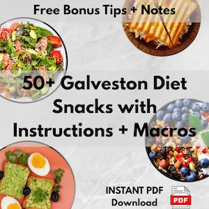 Galveston Diet Snack Guide | 50+ Anti-Inflammatory Snacks for Hormone Balance & Weight Loss | Low Carb Menopause Diet Printable PDF