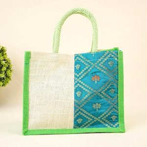 Handmade Jute Favor Bag, 8x10, Indian Wedding, Reusable Gift Tote, Bridal Shower, Diwali Bag