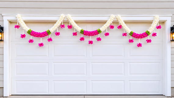 Set of 3 Artificial Fabric Flower Garland | Indian Toran Decor, Diwali, Housewarming, Pooja Backdrop