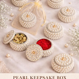 Pearl Keepsake Box | Mini Trinket Box | Wedding Favor Box | Indian Return Gift | Pearl Jewelry Box | Kumkum Box | Small Decorative Gift Box