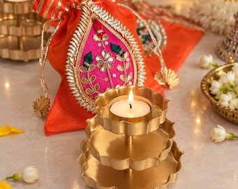 4 Inch Mini Urli  | Small Brass Look Urli for Diwali Decor | Mini Tea Light Holder | Pooja Decor | Indian Wedding Favor | Return Gift