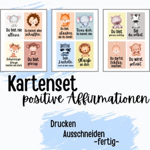 Encouraging cards for children | Positive affirmations & beliefs to print | Mindfulness card set | German school enrollment gift |