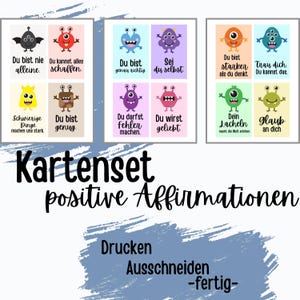 Encouraging cards for children | Positive affirmations & beliefs to print | Mindfulness card set | School enrollment gift in German