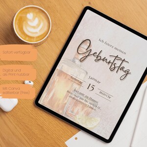 Editable Birthday Invitation Canva Template | Digital Card to Print or Send WhatsApp ECard | Whiskey Theme, Instant Download