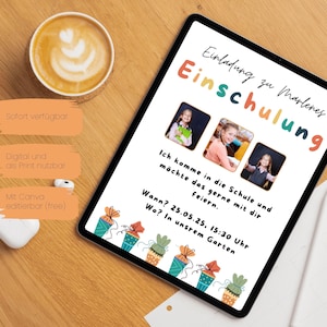 Personalizable invitation for school enrollment 2025 | Digital e-card for WhatsApp for the first day of school | Schoolchild | Invitation card school cone PDF