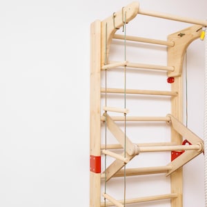 Wall-Mounted Swedish Gym Ladder with Pull-Up Bar - Minimalist Home Workout Set for Kids & Adults