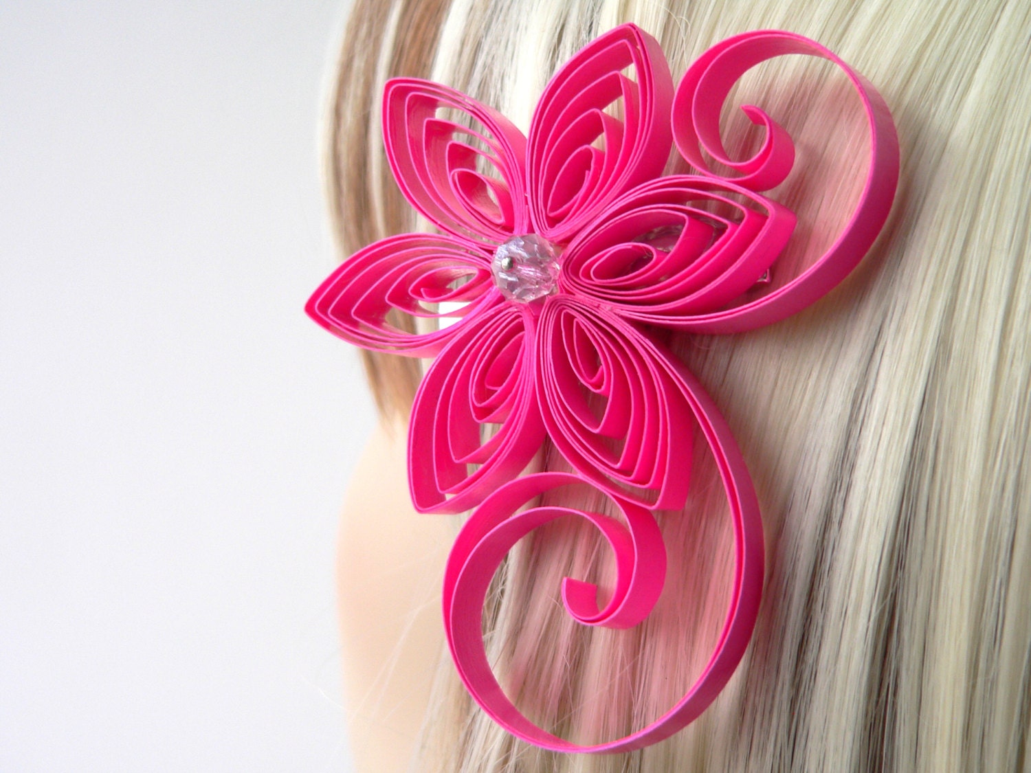 Pink Hair Accessories Bridal Hot Pink Wedding Hair Clip Neon Etsy