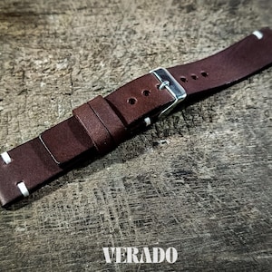Brown leather watch strap, Tapered Watch Band, Handcrafted from Vegetable-Tanned Cowhide
