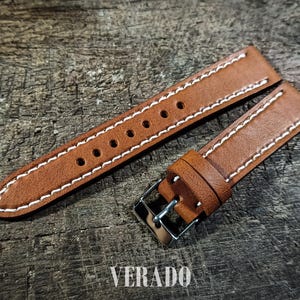 Leather Watch Strap, Tan leather watch strap, Tapered Watch Band, Handcrafted from Vegetable-Tanned Cowhide
