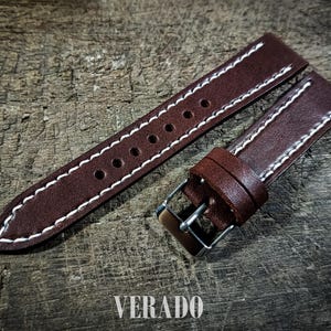 Leather Watch Strap, Brown leather watch strap, Tapered Watch Band, Handcrafted from Vegetable-Tanned Cowhide