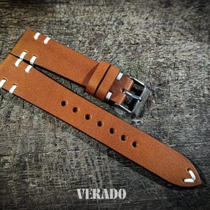 Leather Watch Strap, Tan leather watch strap, Tapered Watch Band, Handcrafted from Vegetable-Tanned Cowhide