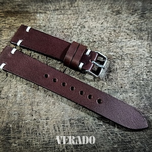 Leather Watch Strap, Brown leather watch strap, Tapered Watch Band, Handcrafted from Vegetable-Tanned Cowhide