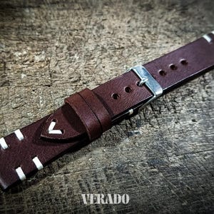 Leather Watch Strap, Brown leather watch strap, Tapered Watch Band, Handcrafted from Vegetable-Tanned Cowhide