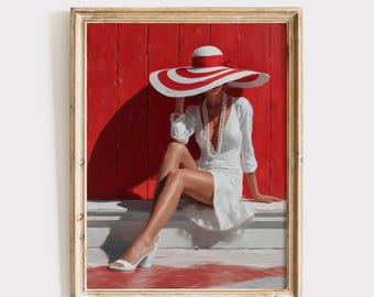 Woman In Hat Print, Faceless Portrait, Feminine Wall Art (Digital Download)