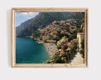 Amalfi Coast Print, Landscape Painting, Travel Wall Art (Digital Download)