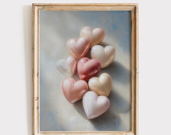 Heart Wall Decor, Pastel Color Print, Valentine Wall Art
