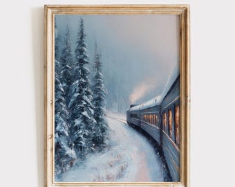 Holiday Train Decor, Winter Wonderland, Magical Forest Print