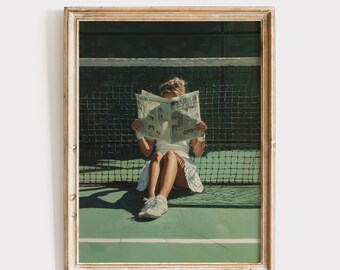 Tennis Girl Print, Sports Wall Decor, Stylish Home Art (Digital Download)
