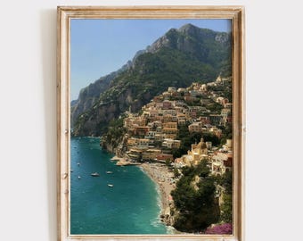 Vintage Positano Print, Landscape Painting, Travel Wall Art (Digital Download)