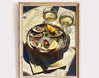 Oyster Print, Kitchen Artwork, Beach House Decor (Digital Download)