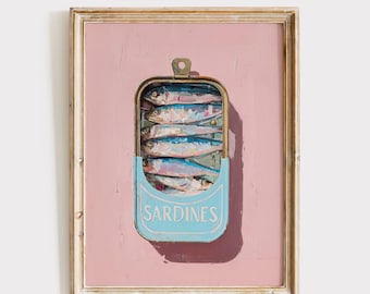 Sardine Tin Print, Canned Fish Decor, Quirky Wall Art