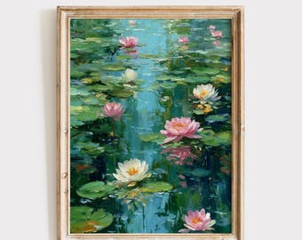 Water Lilies Print, Impressionist Art, Cottagecore Decor (Digital Download)