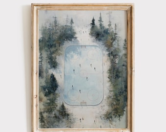 Vintage Ice Hockey Wall Art, Nostalgic Apartment Decor, Digital Download