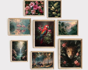 Gallery Wall Set, Botanical Prints, Tropical Decor (Digital Download)