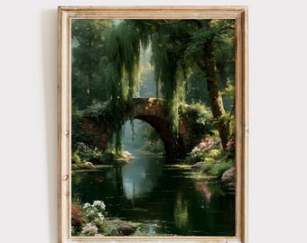 Landscape Painting, Nature Wall Art, Botanical Print (Digital Download)