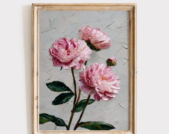 Pink Peony Art, Botanical Print, Flower Painting (Digital Download)