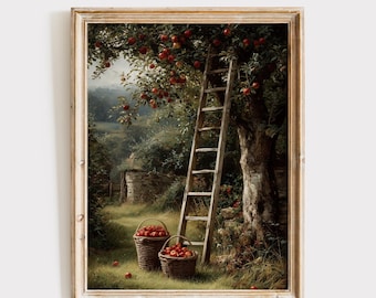Apple Tree Print, Orchard Wall Art, Countryside Painting (Digital Download)