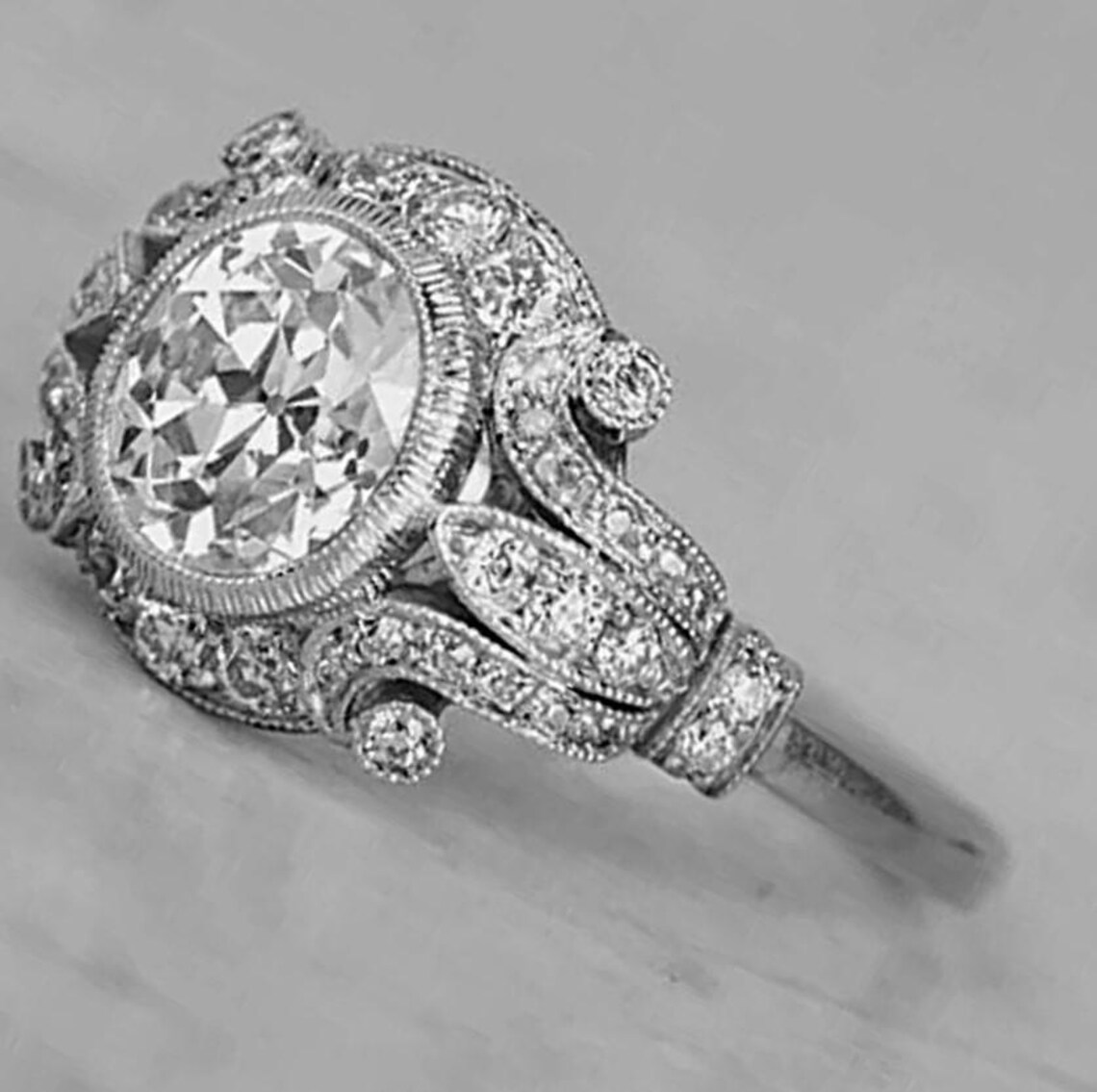 Traditional Old Type Rings 1890s Vintage Victorian Engagement Ring 14K Two Tone Gold Halo Ring ...