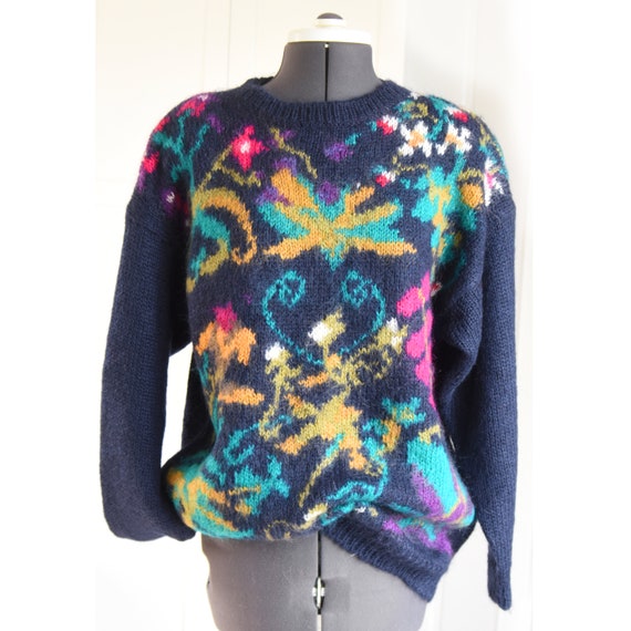 Vintage 1980's Oversized Mohair Sweater w/Shoulde… - image 1