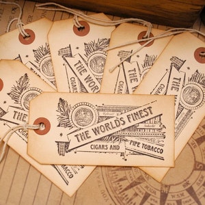 World's Finest Cigars Vintage Style Hand Stamped Tags Set of 6 image 4