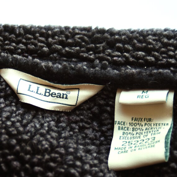 LL Bean Warm Vintage Coat, Black Faux Fur Med/Reg - image 6