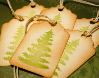 Vintage Style Holiday Tags Tree Design Set of 6