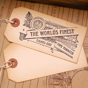 World's Finest Cigars Vintage Style Hand Stamped Tags Set of 6 image 5