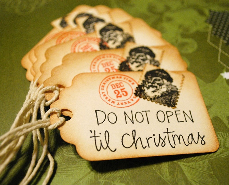 Christmas Holiday Vintage Style Gift Tags Do not open til | Etsy