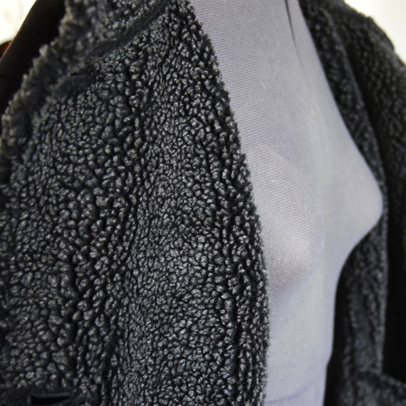 LL Bean Warm Vintage Coat, Black Faux Fur Med/Reg - image 5