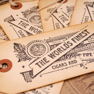 World's Finest Cigars Vintage Style Hand Stamped Tags Set of 6 image 1