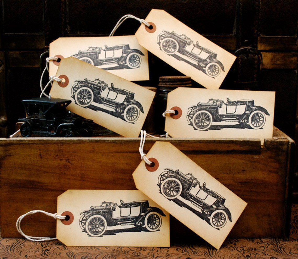 Vintage Inspired Old Fashion Automobile Large Tags Set of 6 - Etsy