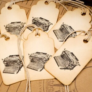 Don't Forget to Write Vintage Typewriter Hand Stamped Tags Set of 6 image 4