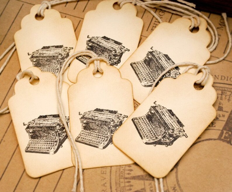 Don't Forget to Write Vintage Typewriter Hand Stamped Tags Set of 6 image 4