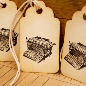Don't Forget to Write Vintage Typewriter Hand Stamped Tags Set of 6 image 3
