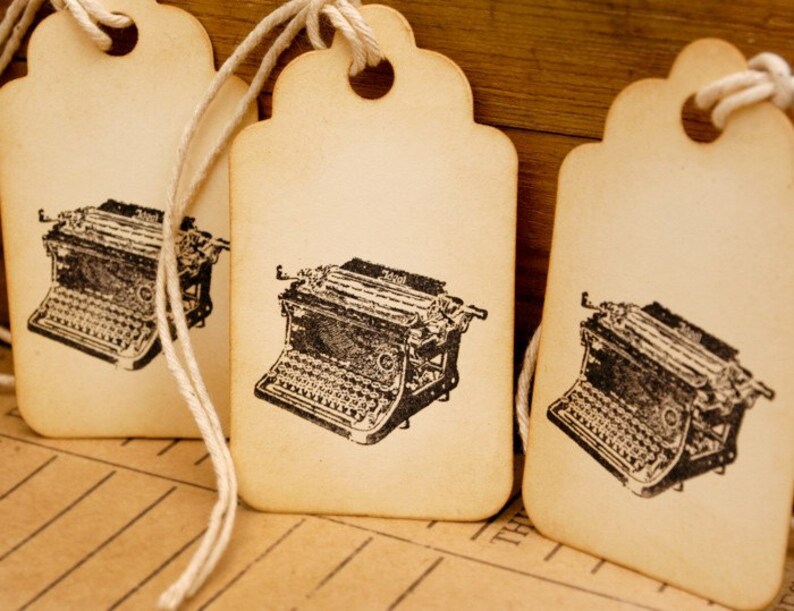 Don't Forget to Write Vintage Typewriter Hand Stamped Tags Set of 6 image 3