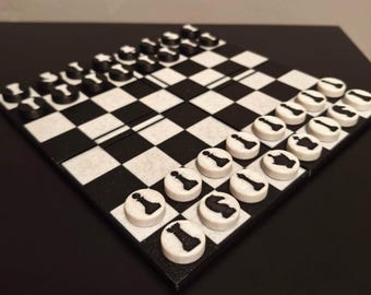 Jogo de xadrez portátil · Tabuleiro de xadrez moderno para viagens · Jogo de xadrez minimalista · Presente compacto para jogadores