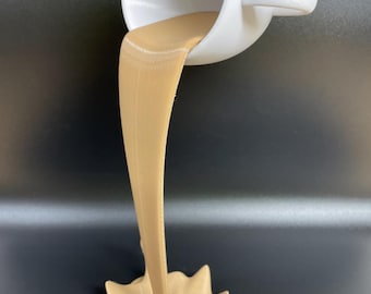 Floating Coffee Cup Sculpture – Gravity Defying Pour Art | Barista Gift & Modern Kitchen Decor