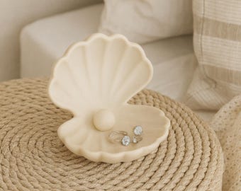 Shell Jewelry Dish | Coastal Ring Holder | Seashell Trinket Tray | Minimal Vanity Decor | Elegant Beach Gift for Her