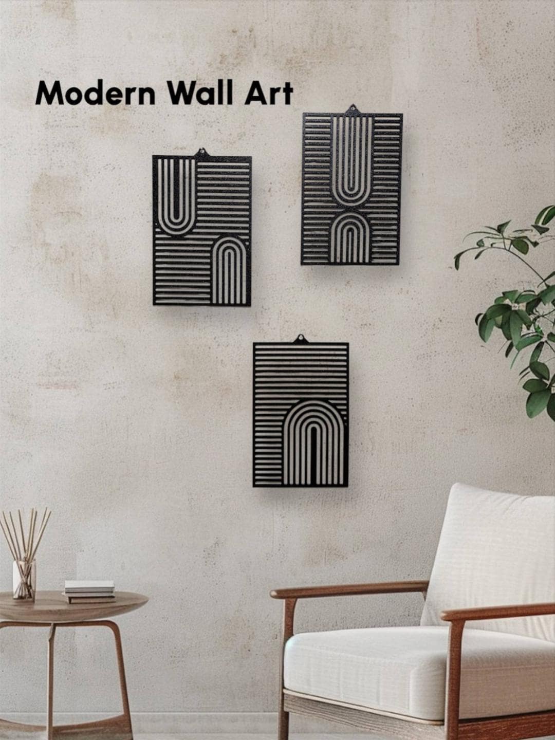 Image showcasing 3D Printed Bauhaus Modern Wall Art | Minimalist Geometric Home Decor ...