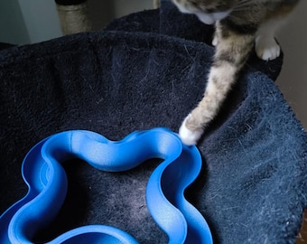Jouet interactif de piste pour chats – Tunnel d'enrichissement pour chats d'intérieur | Piste de jeu anti-stress | Cadeau jouet casse-tête chat durable